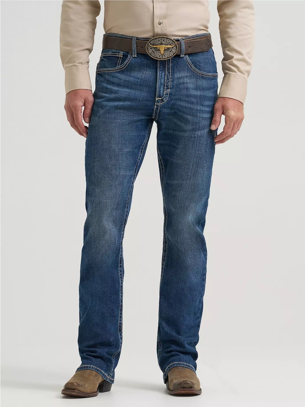 Straight-Leg Men's Jeans in Medium Blue Wash